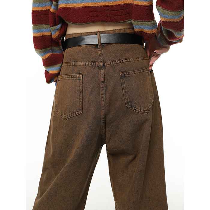 Retro Brown Jeans For Women MuddyStock