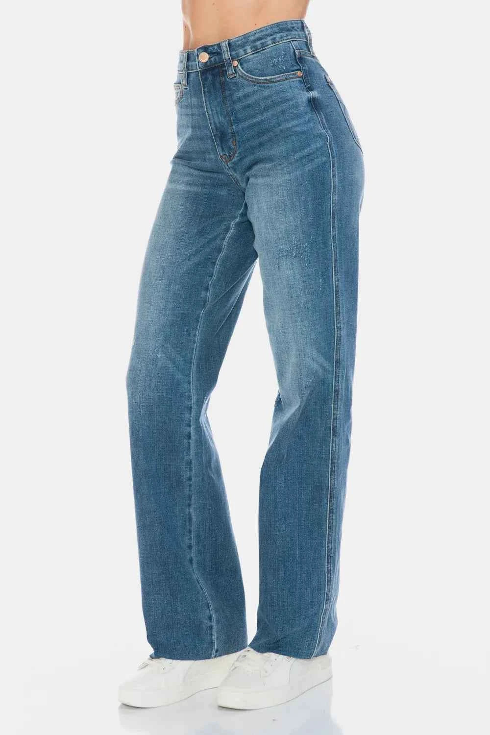 Judy Blue Cut Raw Hem Straight Jeans Trendsi