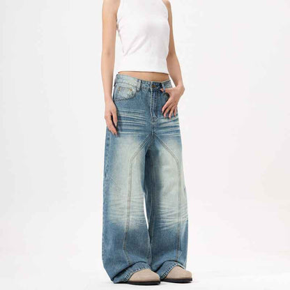 Wide-leg Deconstruct Stitching Jeans For Men And Women MuddyStock