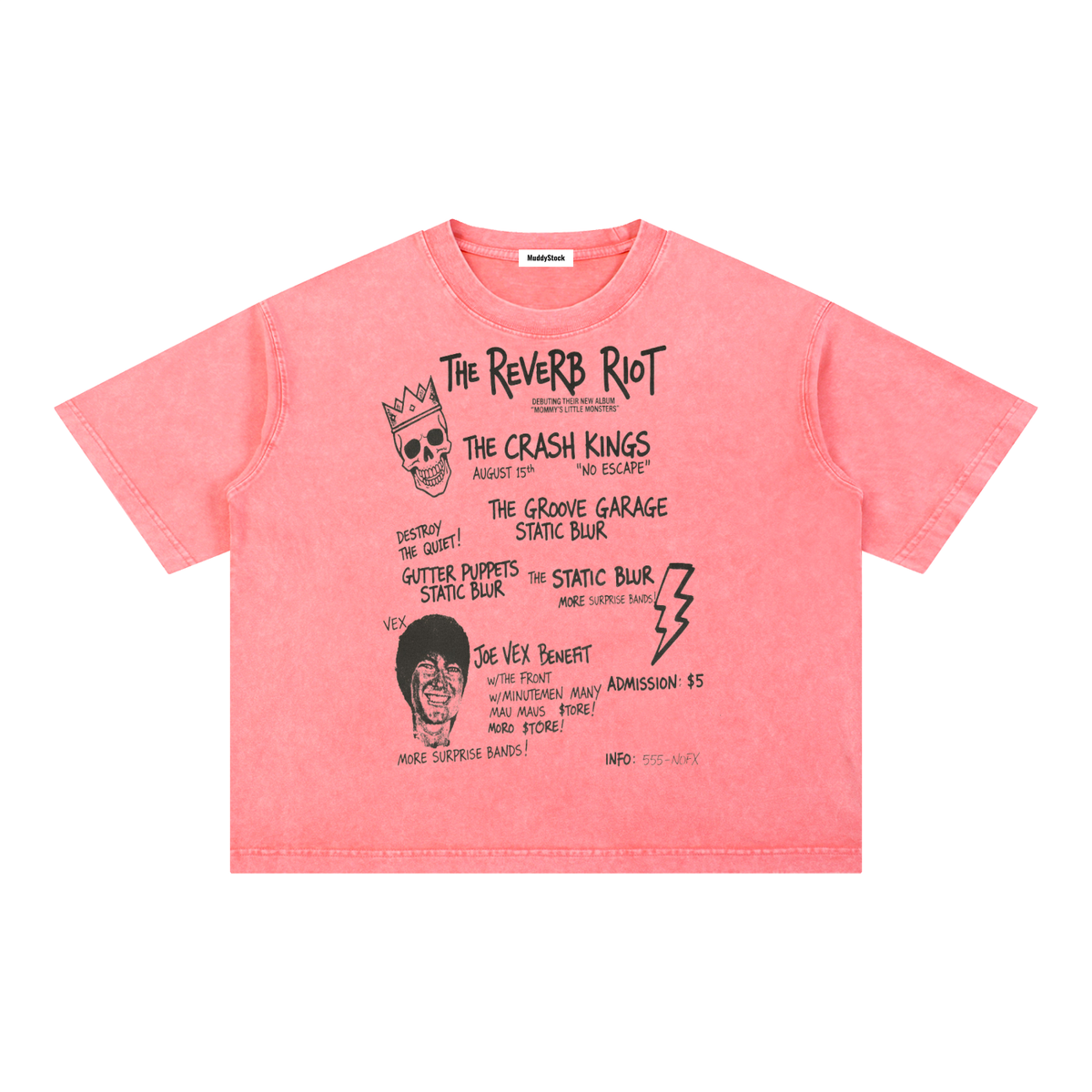 Mineral Wash Boxy Cotton T-Shirt For Men | MuddyStock Originals Pink