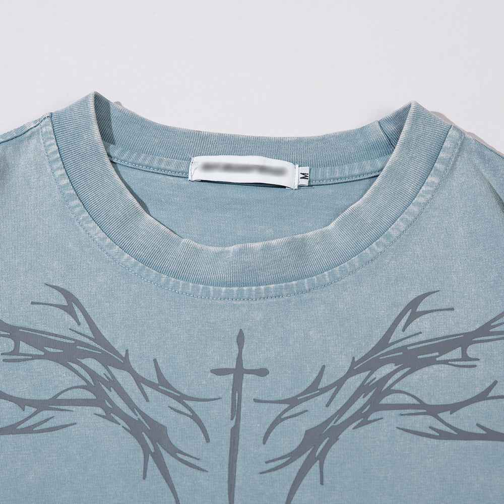Color-contrasting Pattern Printed Short Sleeved T-shirt For Men And Women null