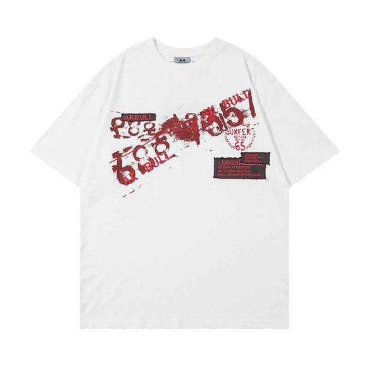 Letter Affixed Cloth Embroidered Printed Short Sleeve Men MuddyStock