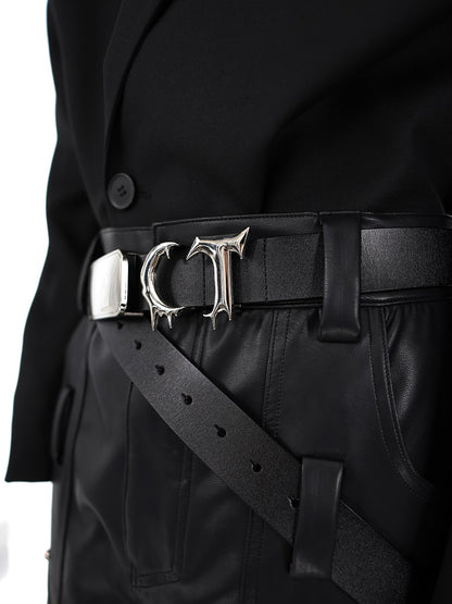 Metal Irregular Stitching Design Trendy Belt Men And Women
