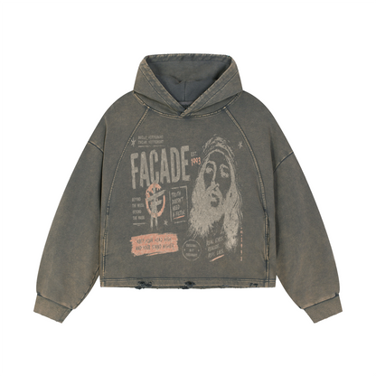 Vintage Washed Frayed-Hem Hoodie For Men | MuddyStock Originals
