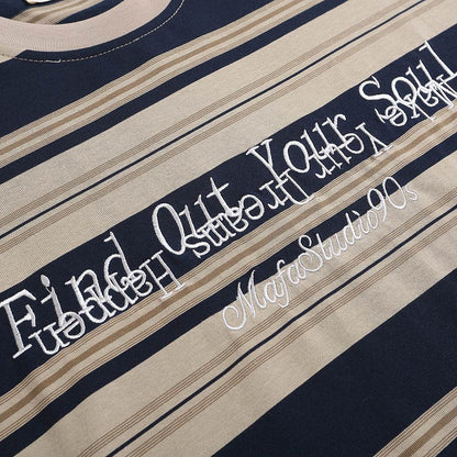 Striped Round Neck Short Sleeve T-shirt For Men And Women MuddyStock