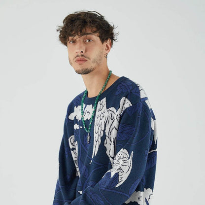 Woven Crew Neck Casual Sweater For Men MuddyStock