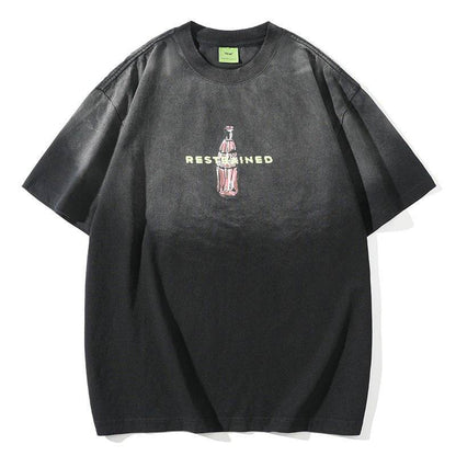 Fashion Gradient Color T-shirt For Men And Women Black MuddyStock