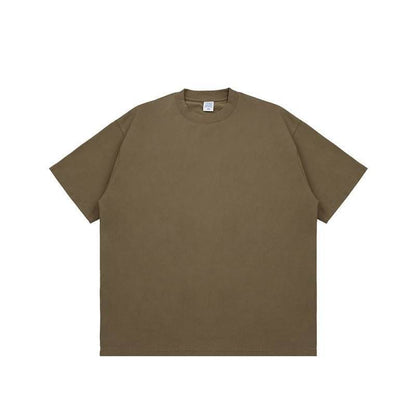 Fashion Solid Color Short Sleeves Brown MuddyStock