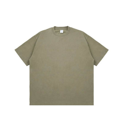 Fashion Solid Color Short Sleeves Grey green MuddyStock