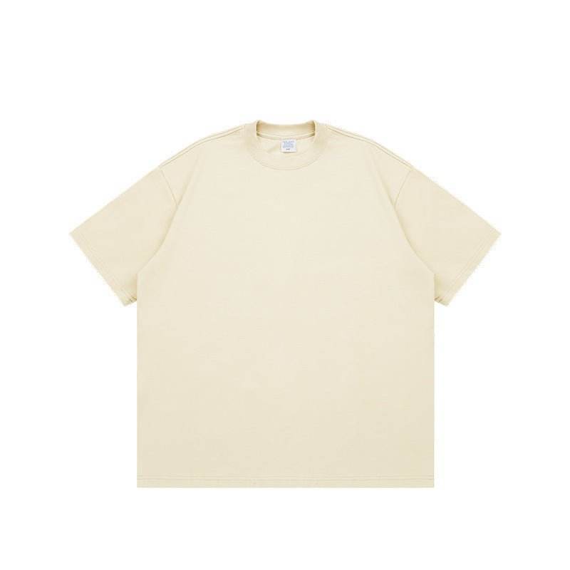 Fashion Solid Color Short Sleeves Milk tea white MuddyStock