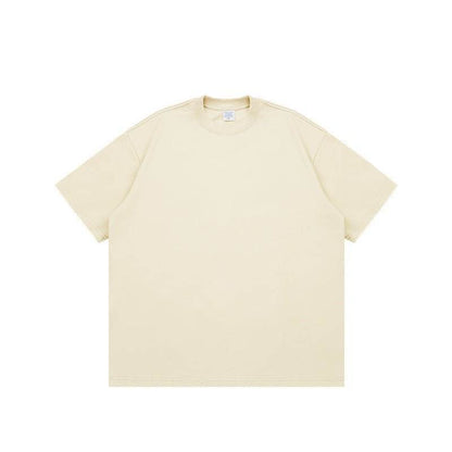 Fashion Solid Color Short Sleeves Milk tea white MuddyStock