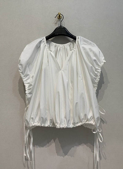Fashionable French lazy and relaxed one-piece temperament shirt V-neck slimming top | MuddyStock Originals White MuddyStock