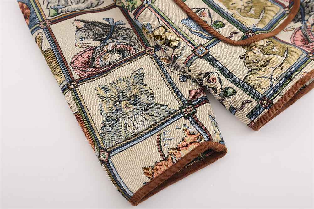 Animal Cat Plaid Lapel Coat For Women MuddyStock