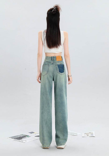Women's Fashion Holes Narrow Wide-leg Jeans MuddyStock