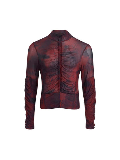 Half Turtleneck Mesh Zipper Bottoming Shirt For Men null