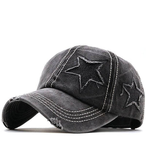 Washed And Worn Pentagram Baseball Cap Black