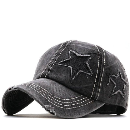 Washed And Worn Pentagram Baseball Cap Black MuddyStock