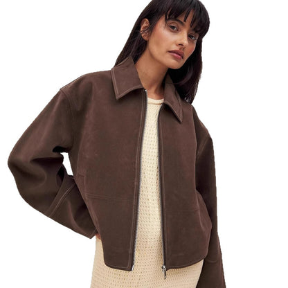 European And American Coat Dark Brown Popular Jacket Dark Brown All Products