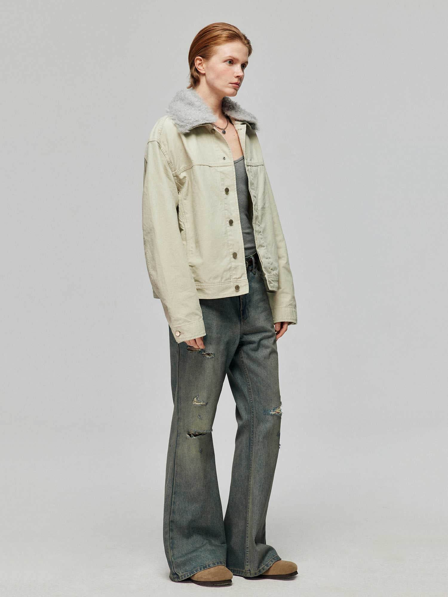 Cotton Retro Make Old Ripped Loose Micro-flared Trousers Jeans MuddyStock