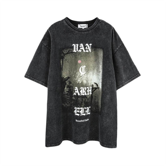 Summer Dark Style Cross Printed Short-sleeved T-shirt MuddyStock