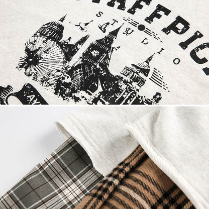 Retro City Printed Crew Neck Sweatshirt For Women MuddyStock