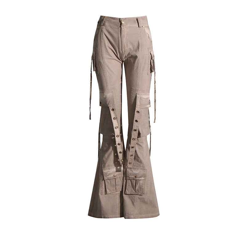 Women's High Waist Flared Jeans Khaki