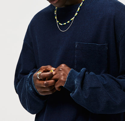 Men's Blue Dyed Knitted Denim Long Sleeve T-shirt MuddyStock null