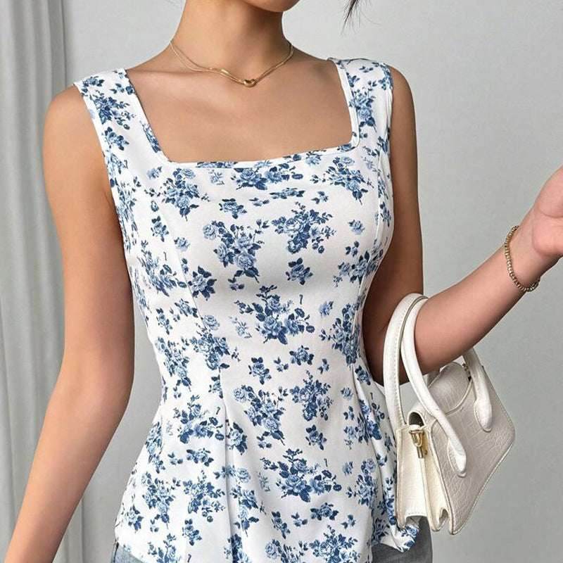 Vacation Style Floral Small Vest Sling Top MuddyStock