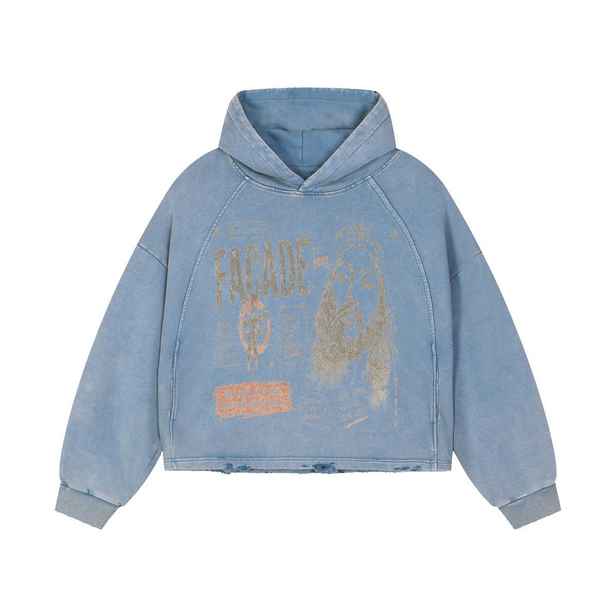 Vintage Washed Frayed-Hem Hoodie For Men | MuddyStock Originals