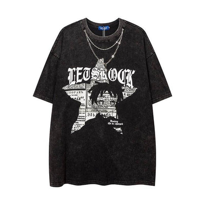 Retro Short-sleeved T-shirt With Necklace For Men and Women MuddyStock