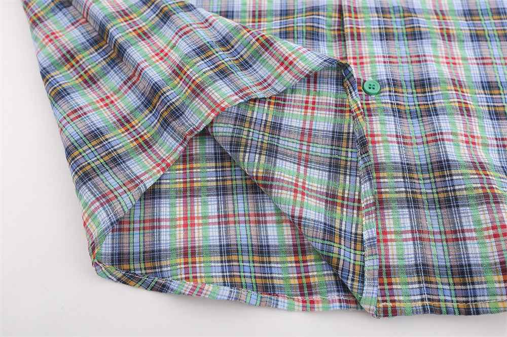 American Casual Retro Plaid Shirt For Men null