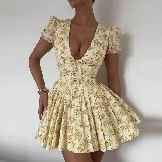 Fashion Pleated Floral Dress For Women MuddyStock