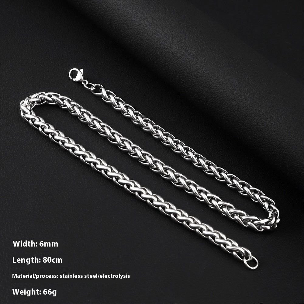 Men's Hip Hop Cool Keel Chain Necklace Steel color 6mm