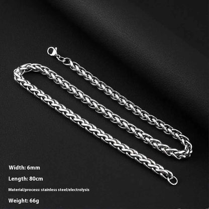 Men's Hip Hop Cool Keel Chain Necklace Steel color 6mm MuddyStock