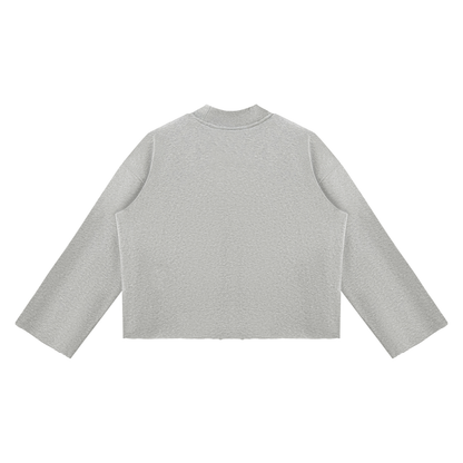 Mock Neck Raw Edge Boxy Sweatshirt For Men | MuddyStock Originals