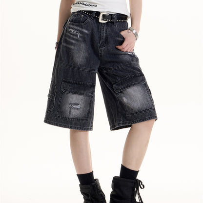 Women's Retro Ripped Denim Shorts