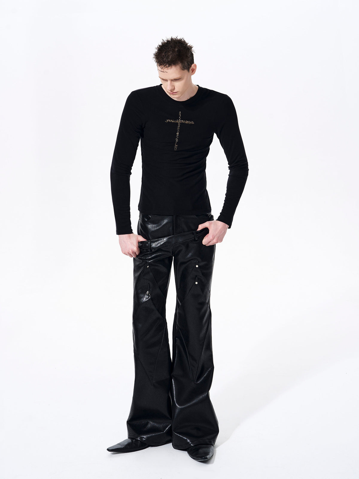 Men's Crew-neck Cross Long-sleeve T-shirt