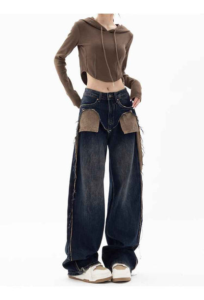 New Niche Design Contrast Color Jeans For Women MuddyStock