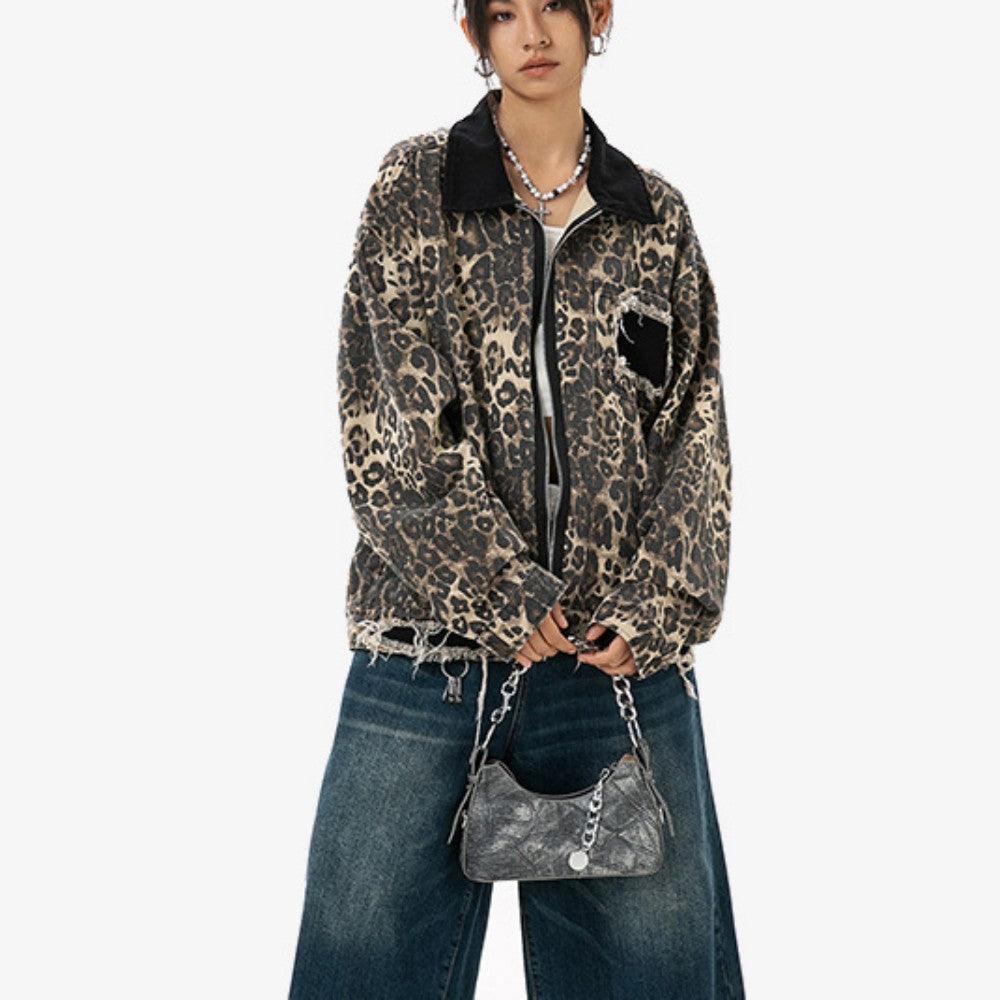 Vintage Leopard Print Jacket For Women null