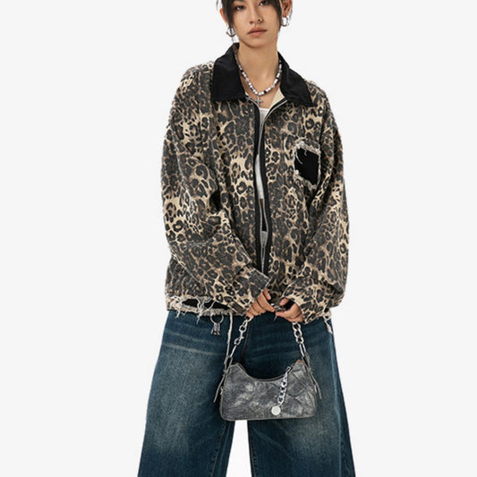 Vintage Leopard Print Jacket For Women MuddyStock null