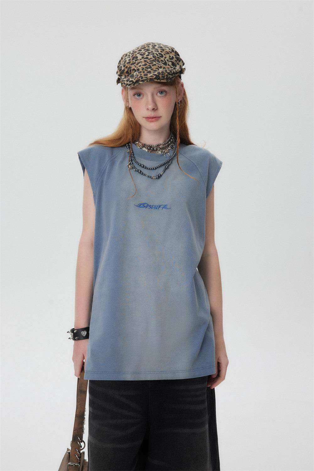 Distressed Washed Gradient Sleeveless Vest For Women MuddyStock