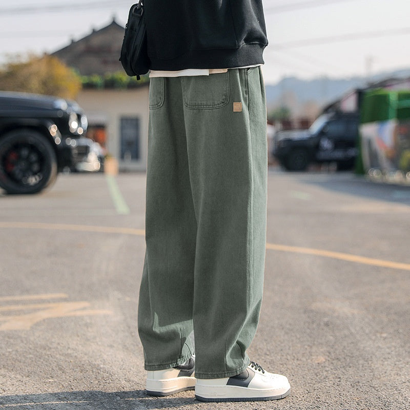 Men's Loose Cargo Pants Straight Casual Trousers 9208 Army Green