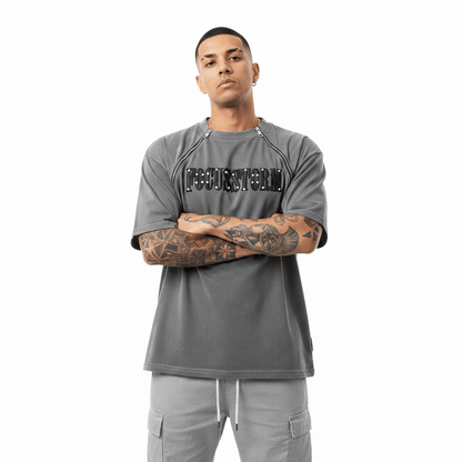 Men's Letter Leather Embroidered Short-sleeved T-shirt null
