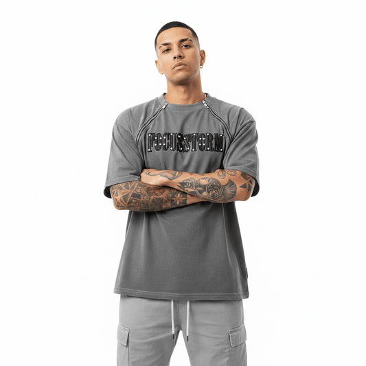 Men's Letter Leather Embroidered Short-sleeved T-shirt null