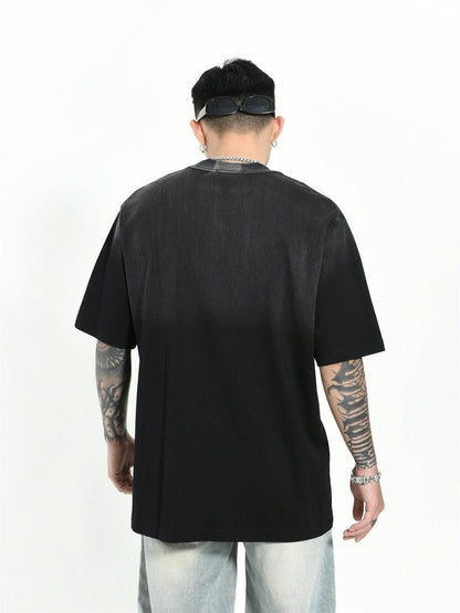 Gradient Letter Loose T-shirt Short Sleeve Men MuddyStock