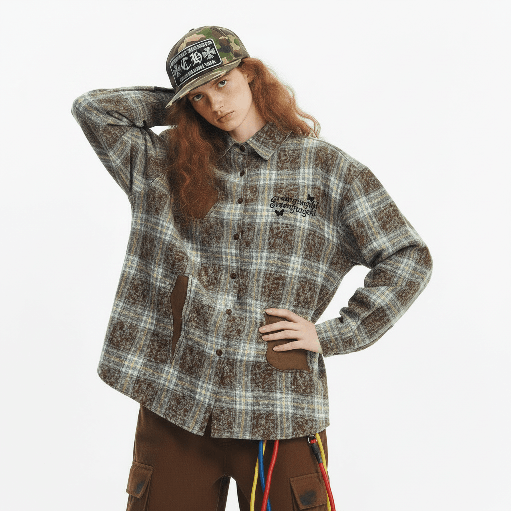 Plaid Long-sleeved Shirt For Women null