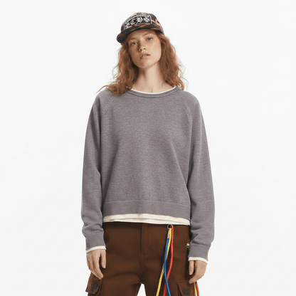 Minimalist style loose double layered long sleeved round neck top for women | MuddyStock Originals