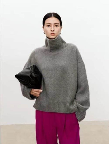 High neck cashmere sweater for women | MuddyStock Originals gray MuddyStock