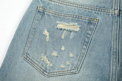 High Street Washed Loose Whiskered Ripped Jeans MuddyStock