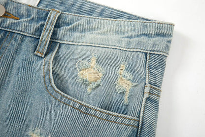 High Street Washed Loose Whiskered Ripped Jeans MuddyStock